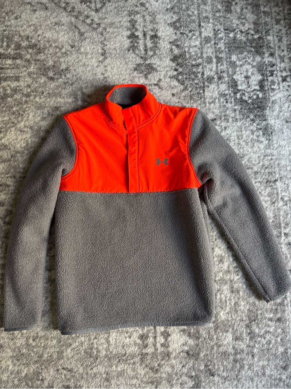 Under Armour Men's Gray and Orange Half-Zip Fleece Pullover